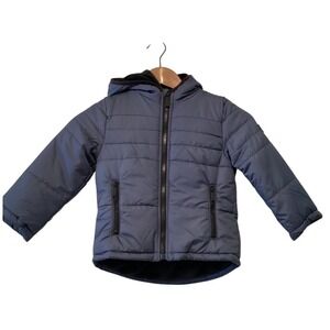 Hunter Kids Blue Puffer Jacket Faux Fur Lined Hooded Quilted Coat 2T NWT